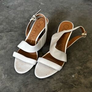 Calvin Klein women’s lancy heeled sandals white